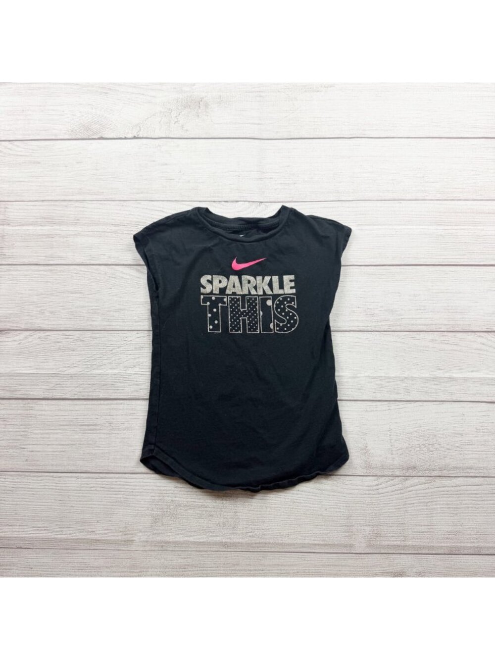Nike Girls Black Sparkle This Graphic Tee Athletic Cut Sleeveless L 6X